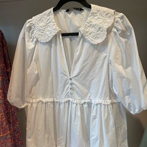 White Crochet Neckline Zara Dress